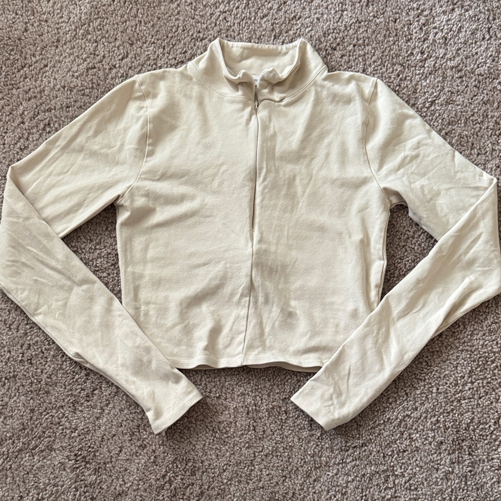 Good American Beige Zip-Up Jacket